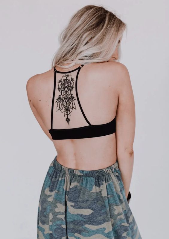 Tattoo Bralette - Black: Black, M/L