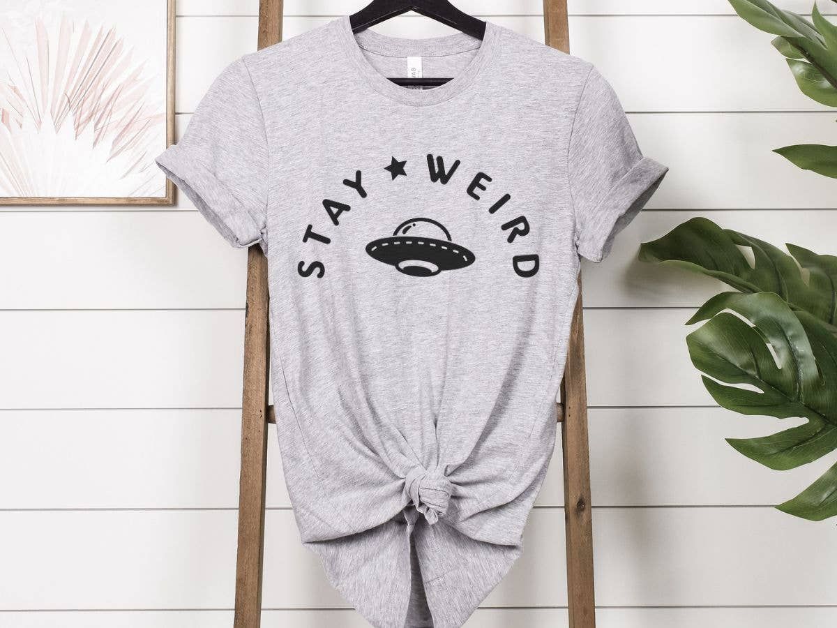Stay Weird Funny T Shirt: Yellow, L