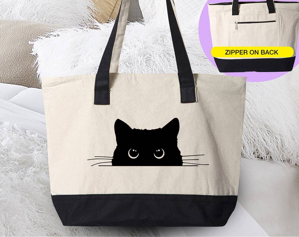 Cat Peaking -  Funny Cute Cat Tote Bag
