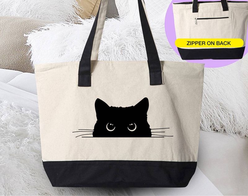 Cat Peaking -  Funny Cute Cat Tote Bag