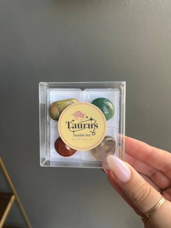 Taurus Zodiac Tumbled Crystal Set - Grounding Healing Stones