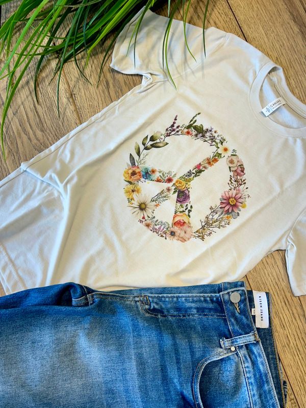 Floral Peace Graphic Tee: M