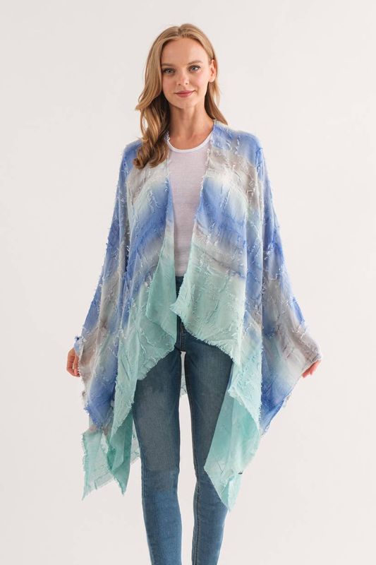 Ariana Aqua Tie Dye Kimono: Aqua