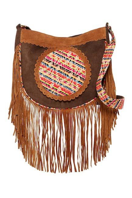 Fern Vegan Suede Crossbody Bag Cognac