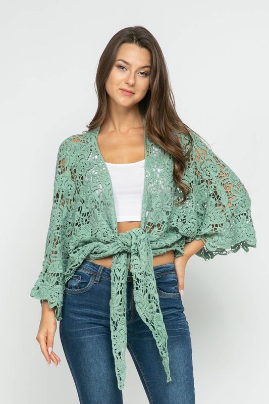 Talita Crochet Celadon Kimono Wrap