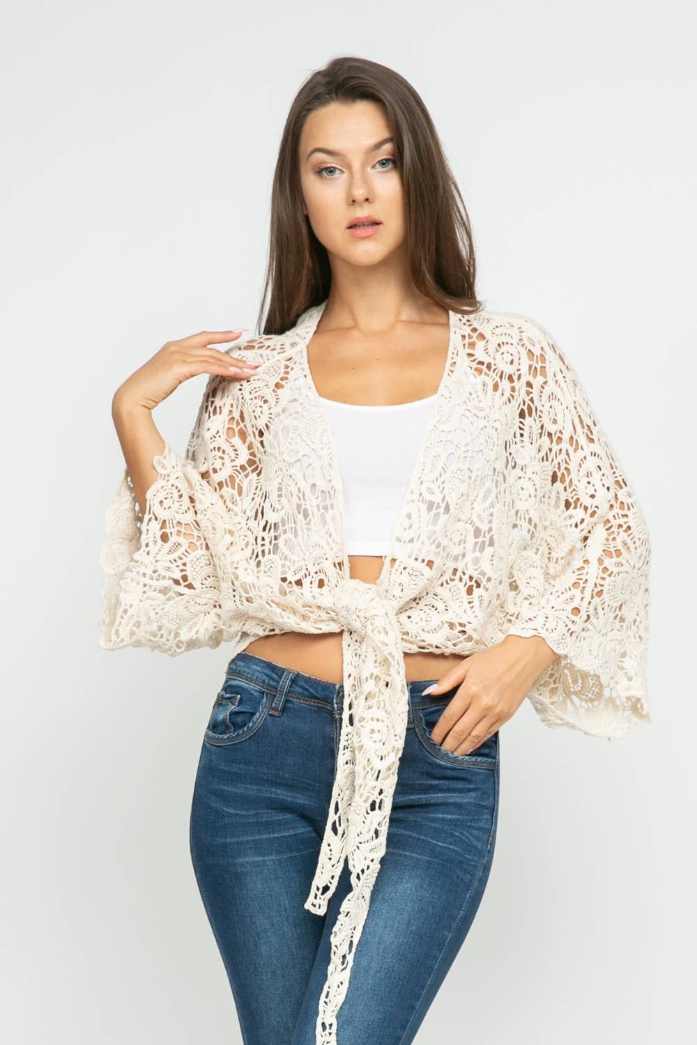 Talita Crochet Natural Kimono Wrap