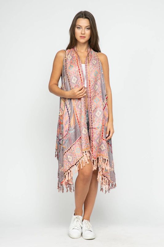 Rose Thick Stitch Embroidered Vest