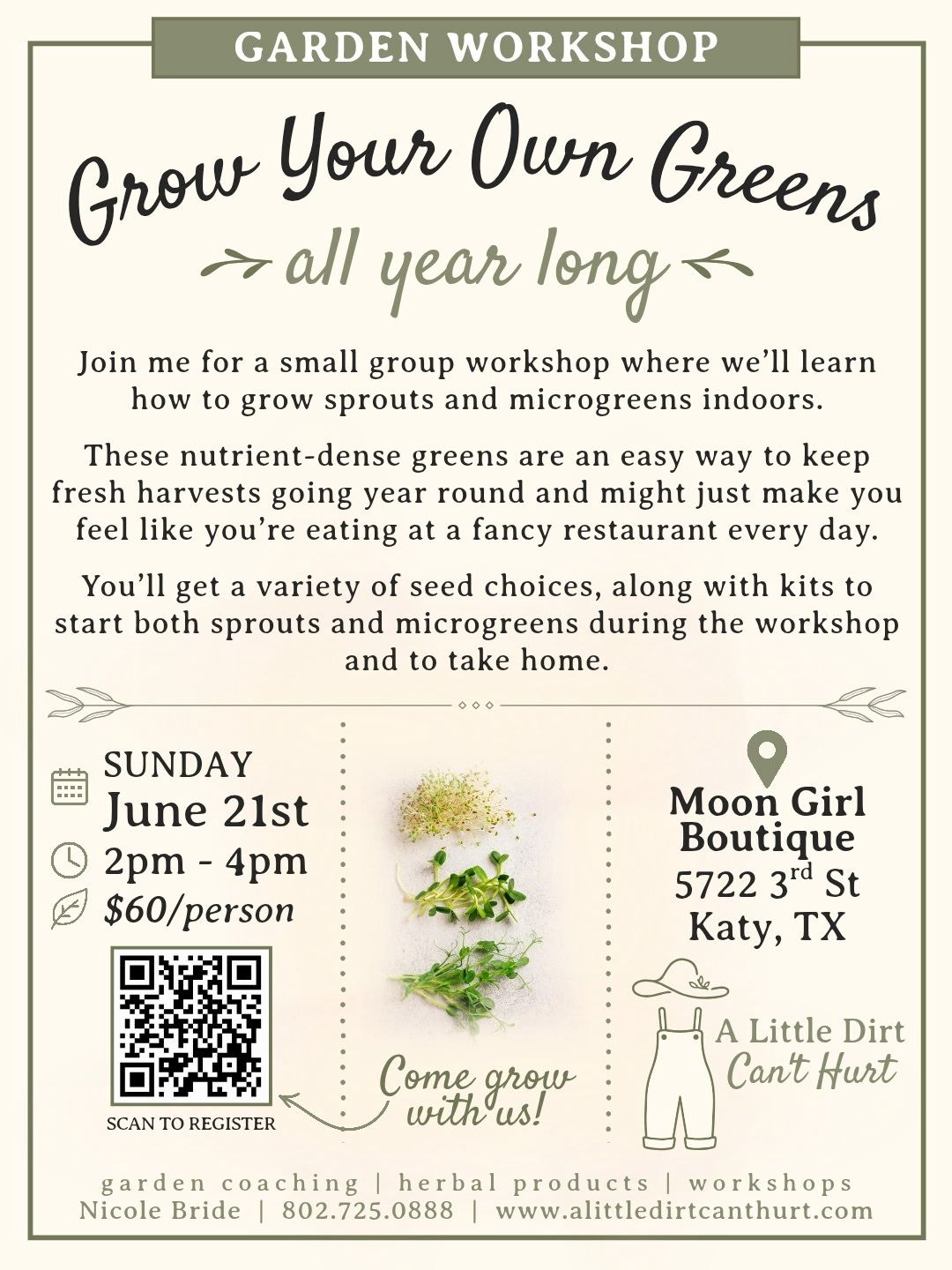 Grow Your Own Greens Workshop June 21st