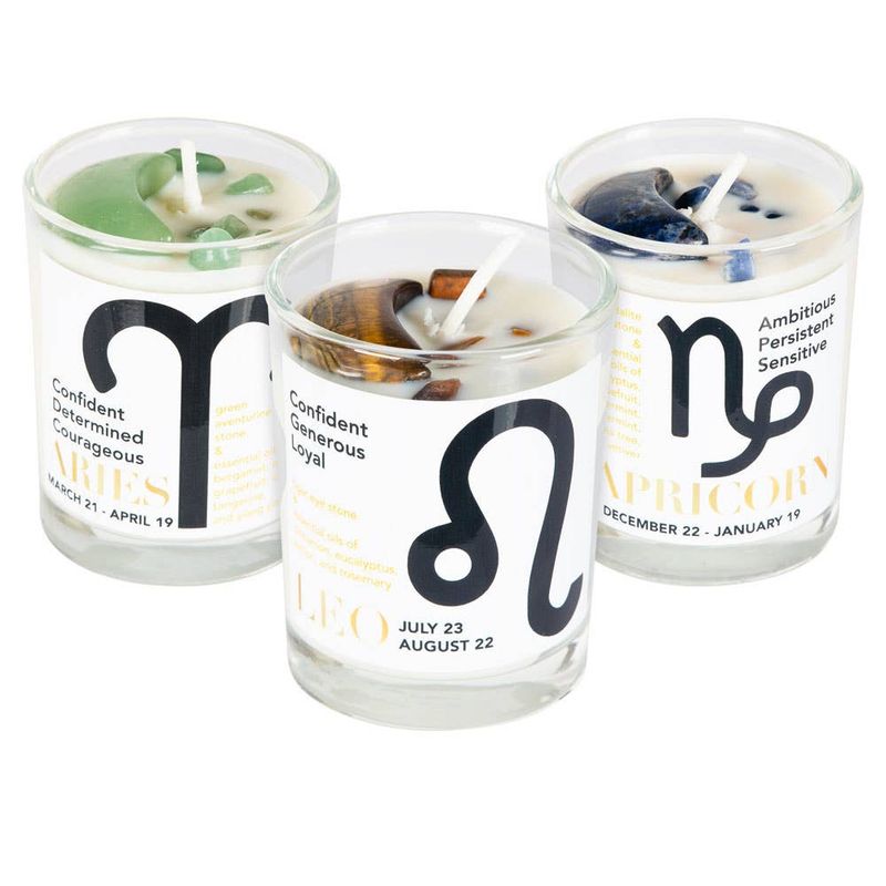 SMALL ZODIAC CANDLES: ARIES (GREEN AVENTURINE)