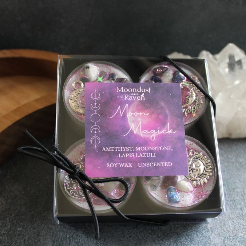 Moon Magick Tealight Crystal Candles, Ritual Candles