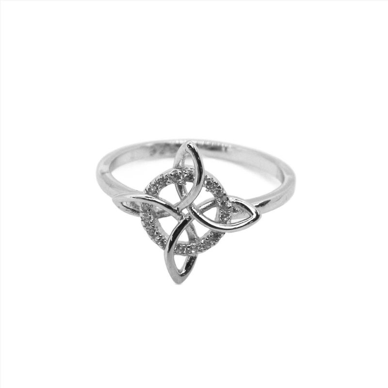 Sterling Silver Witch’s Knot CZ Ring: 8