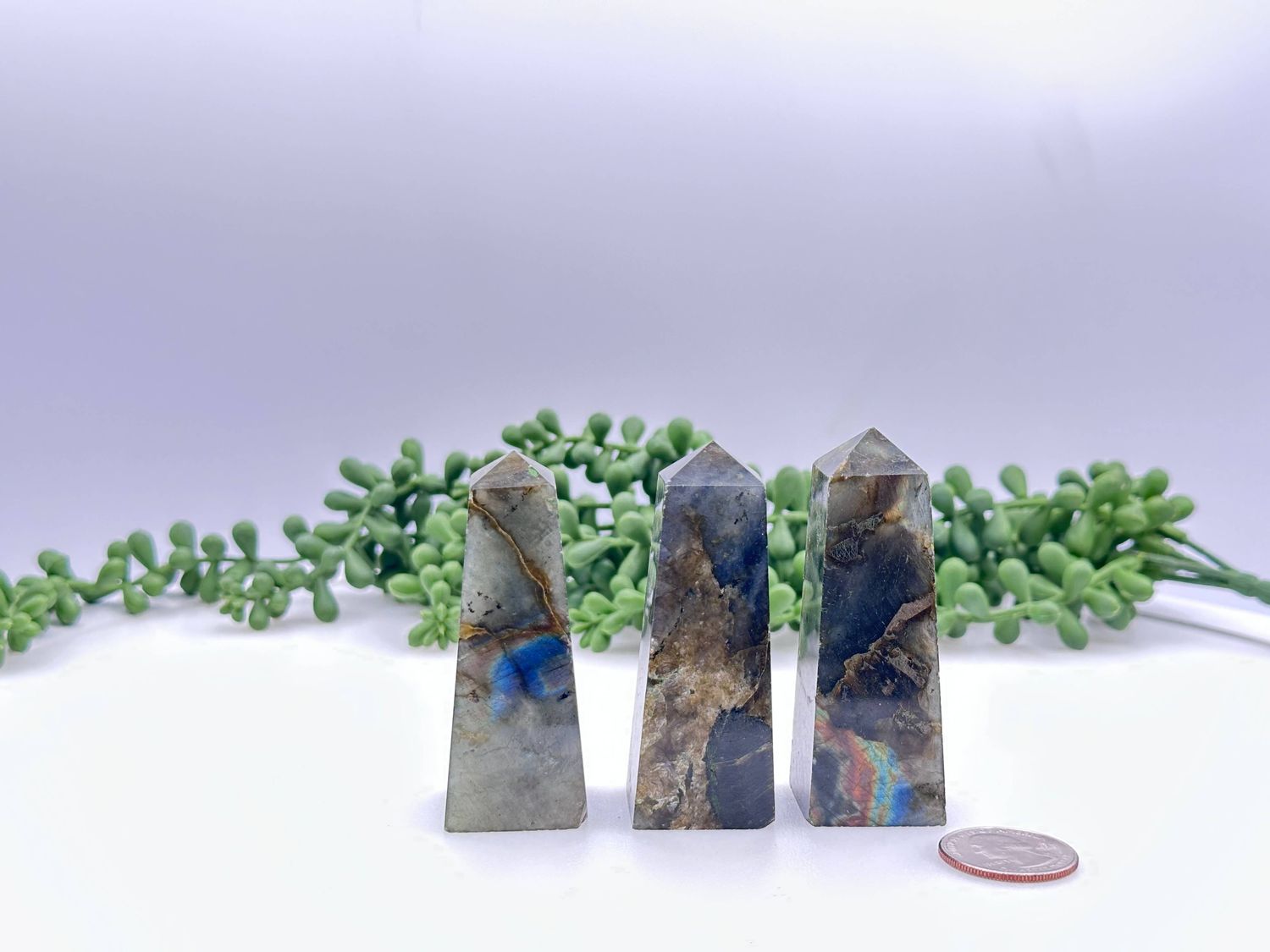 Labradorite Gemstone Tower Obelisk 4 Faceted 7.5CM Aprox