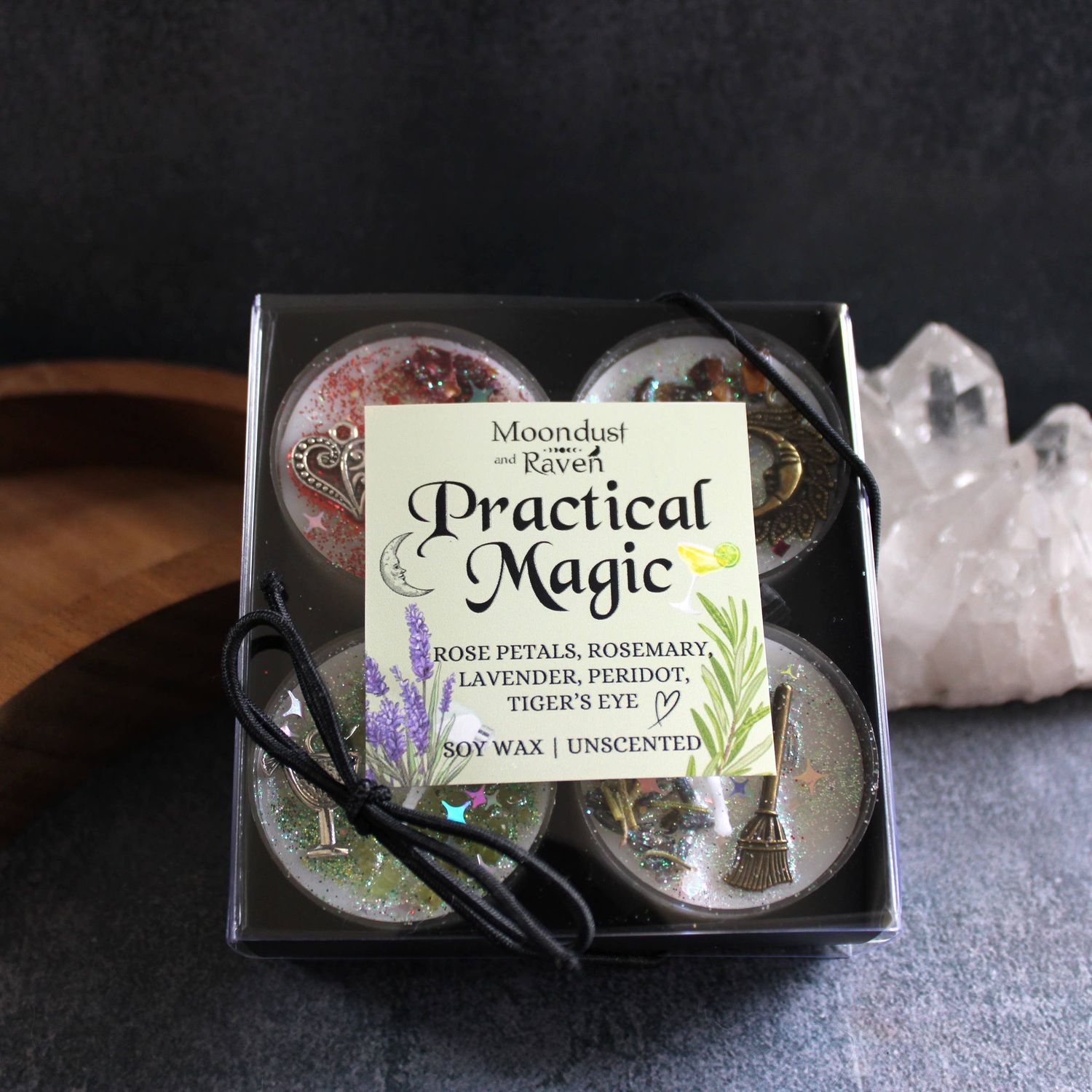 Practical Magic Tealight Crystal Candles, Ritual Candles
