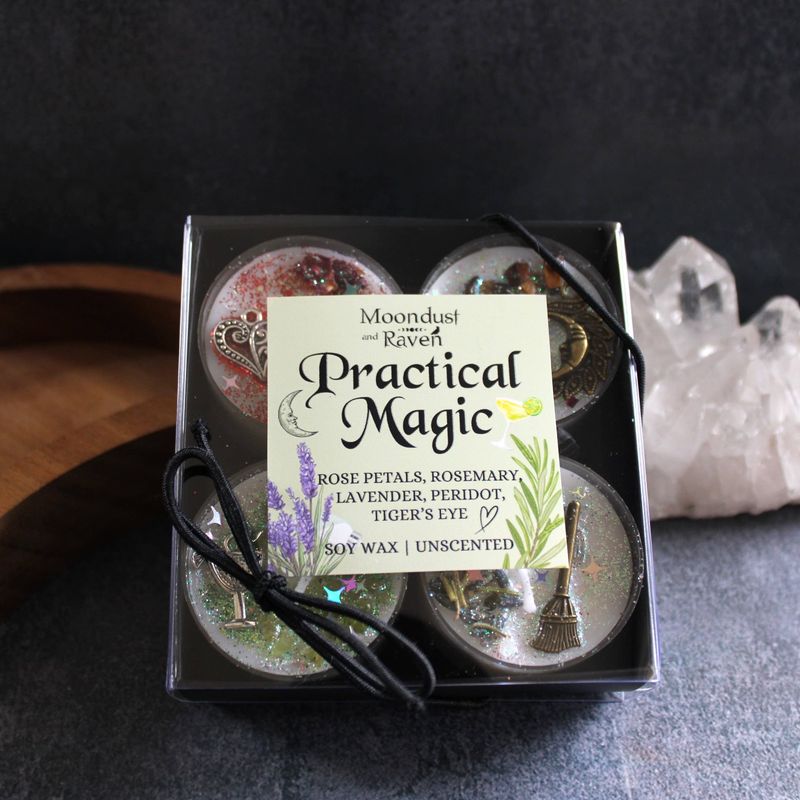 Practical Magic Tealight Crystal Candles, Ritual Candles