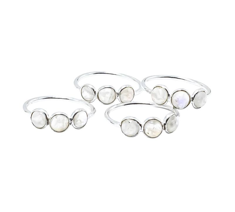 Rainbow Moonstone Gemstone Ring Sterling Silver : 6