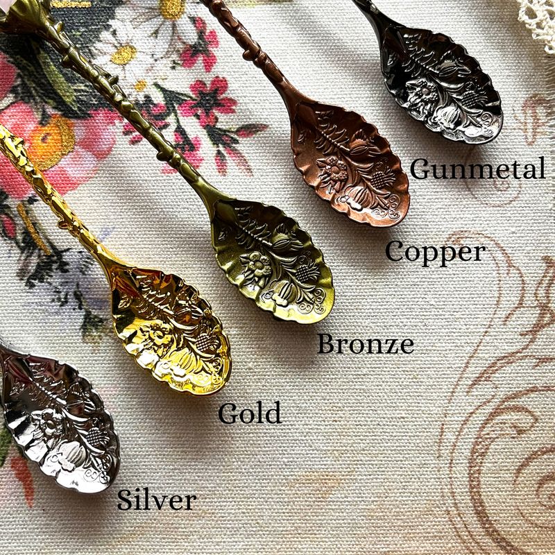 Clear Quartz Crystal Herb Spoon, Witchy Apothecary Supplies: Silver, 5 Spoons