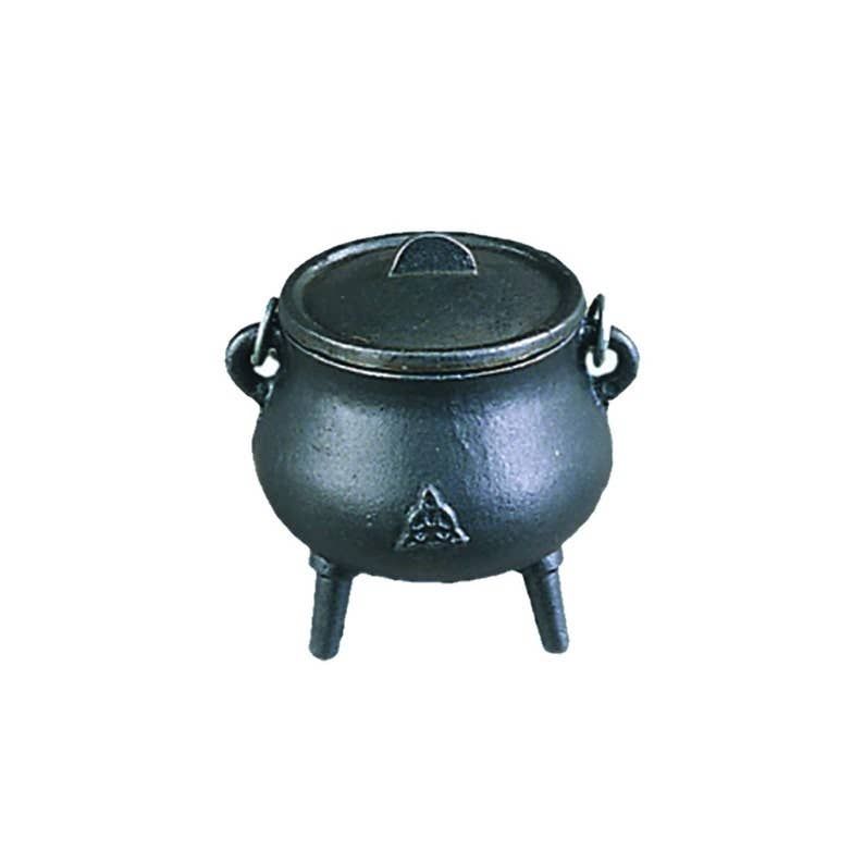 Cast Iron Cauldron w/ Lid - Mini Triquetra (3.5 in.)
