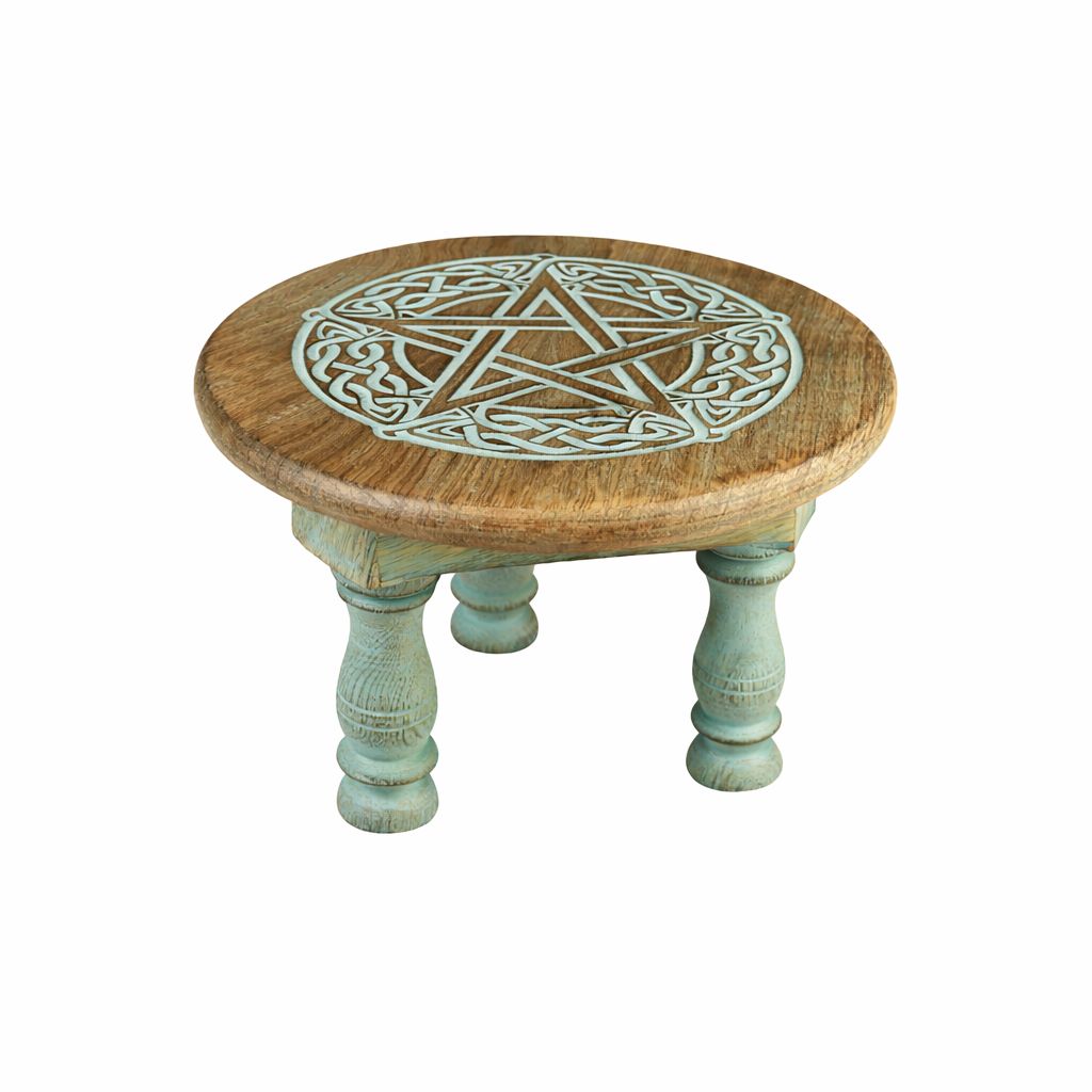 Wooden Altar Stool - Celtic Pentacle (6 x 4 in.)