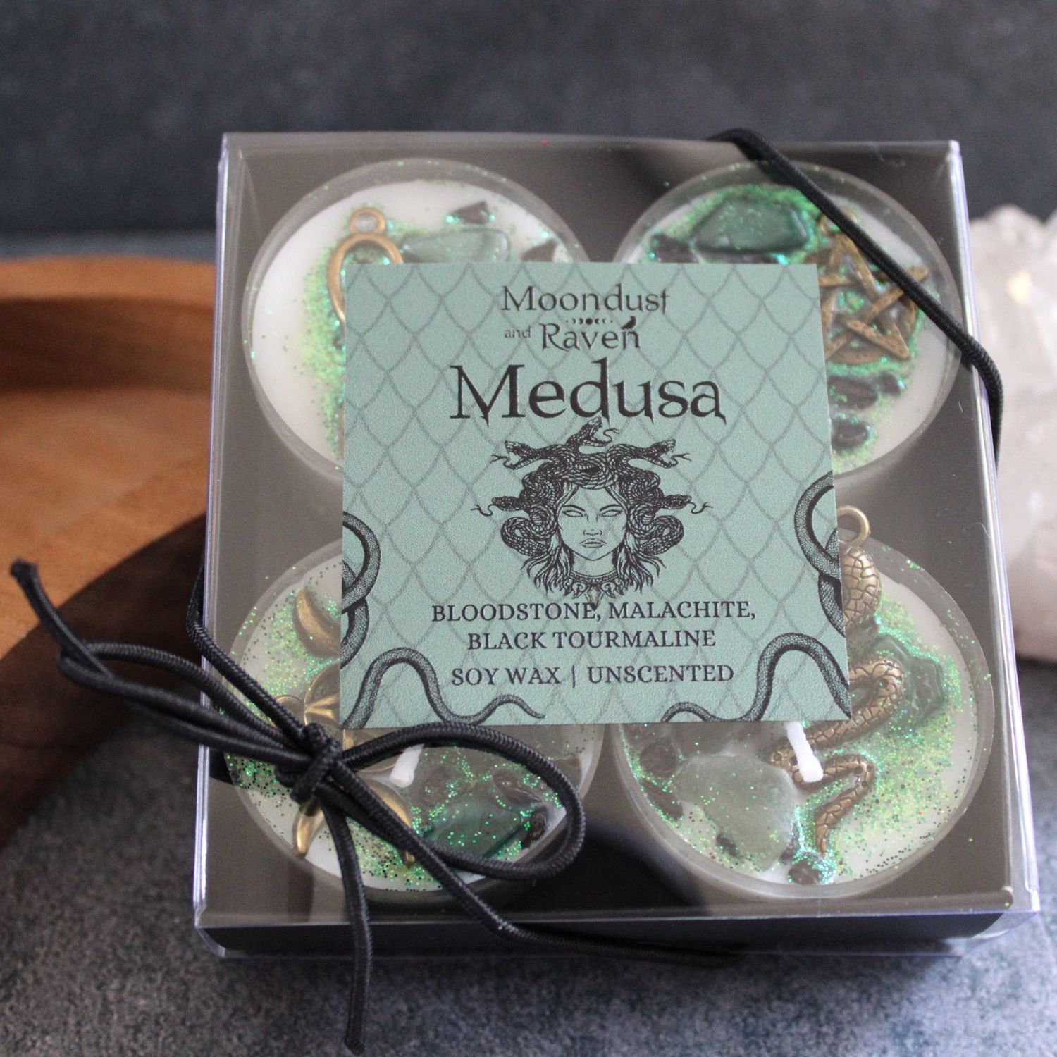 Medusa Tealight Crystal Candles, Ritual Candles