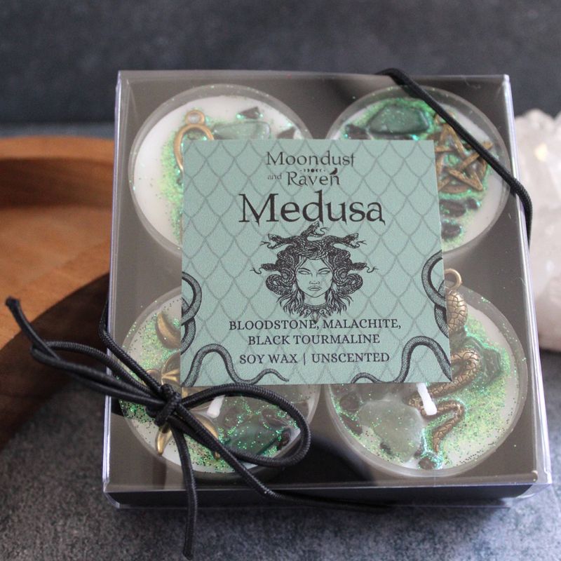 Medusa Tealight Crystal Candles, Ritual Candles