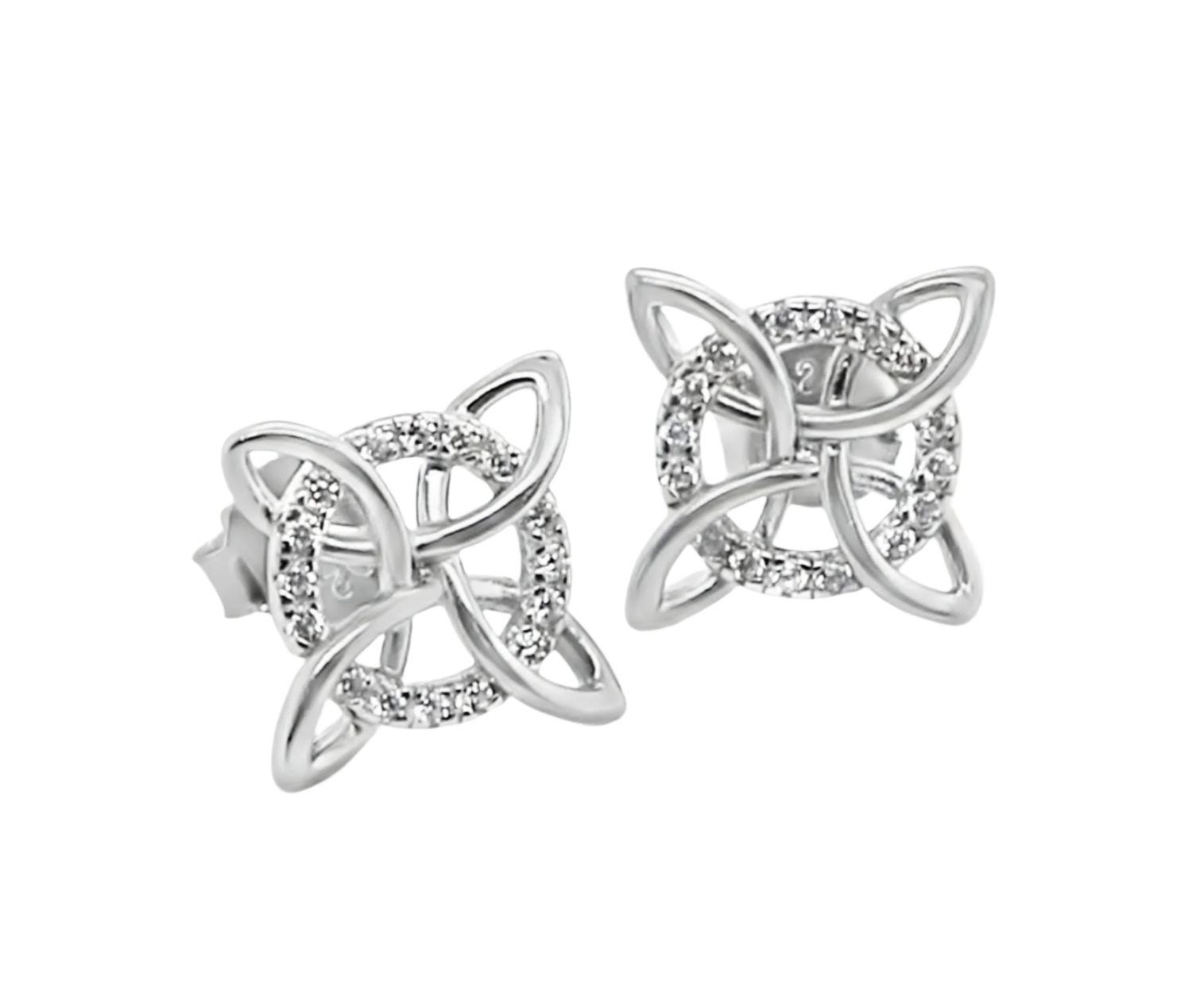 Sterling Silver Quaternary Celtic Knot CZ Studs