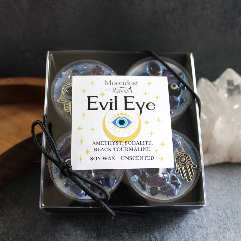 Evil Eye Tealight Crystal Candles, Ritual Candles