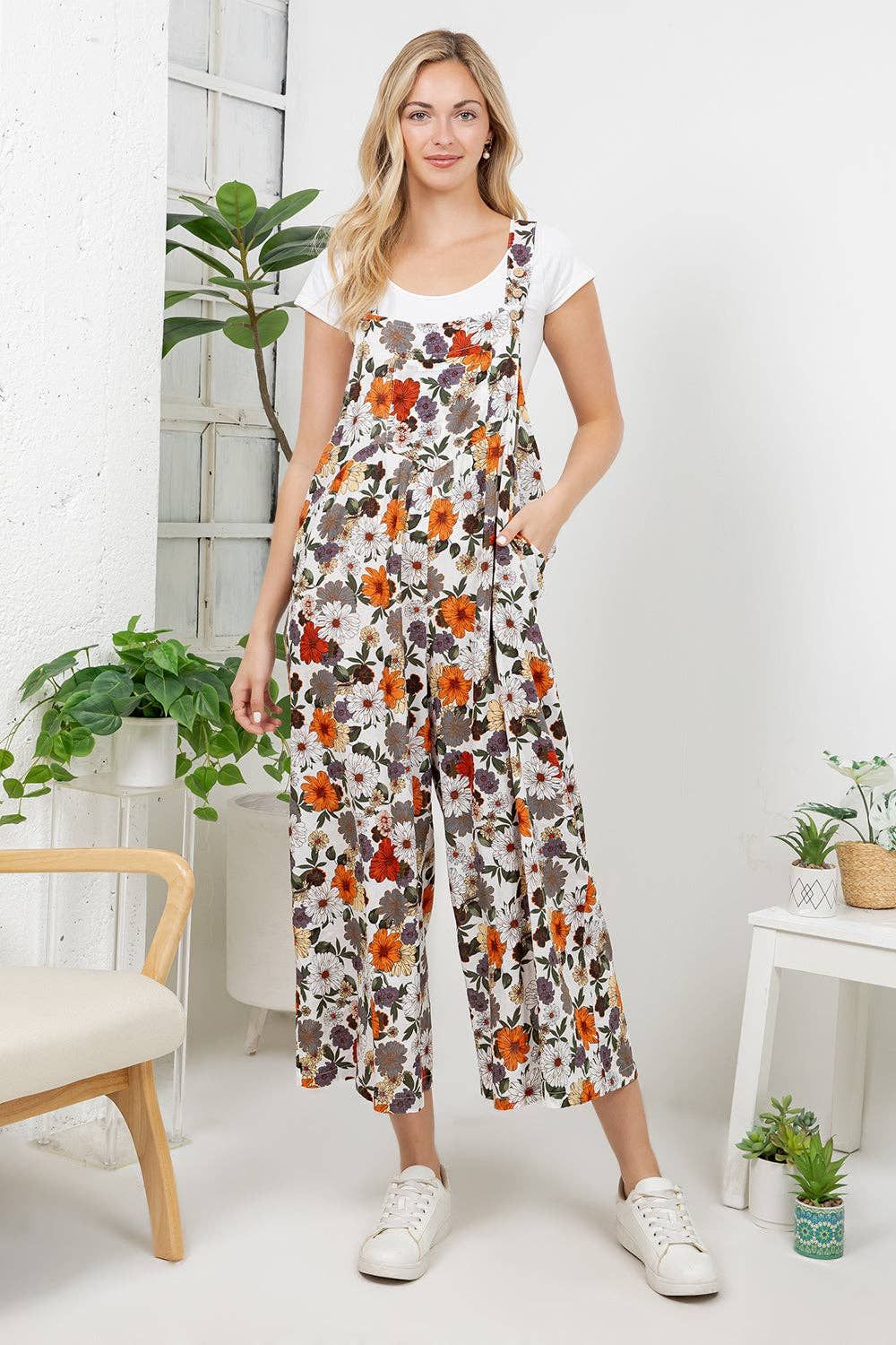 Vintage Floral Print Overall: M