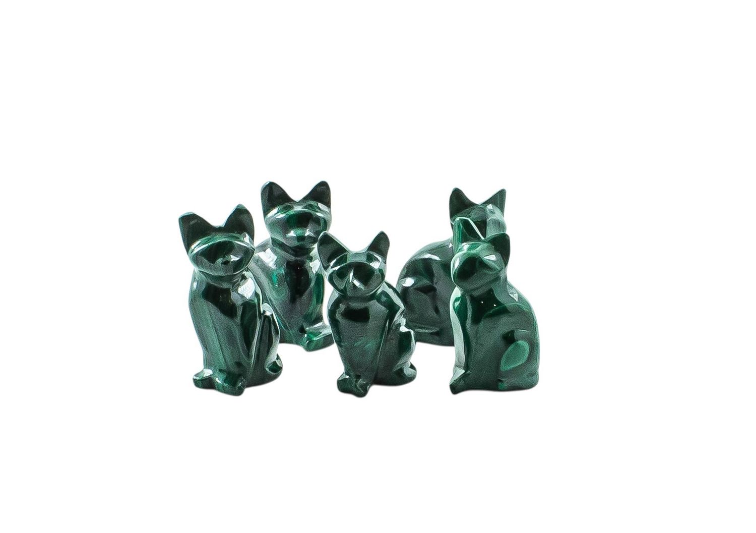Cat Figurine Malachite : Small