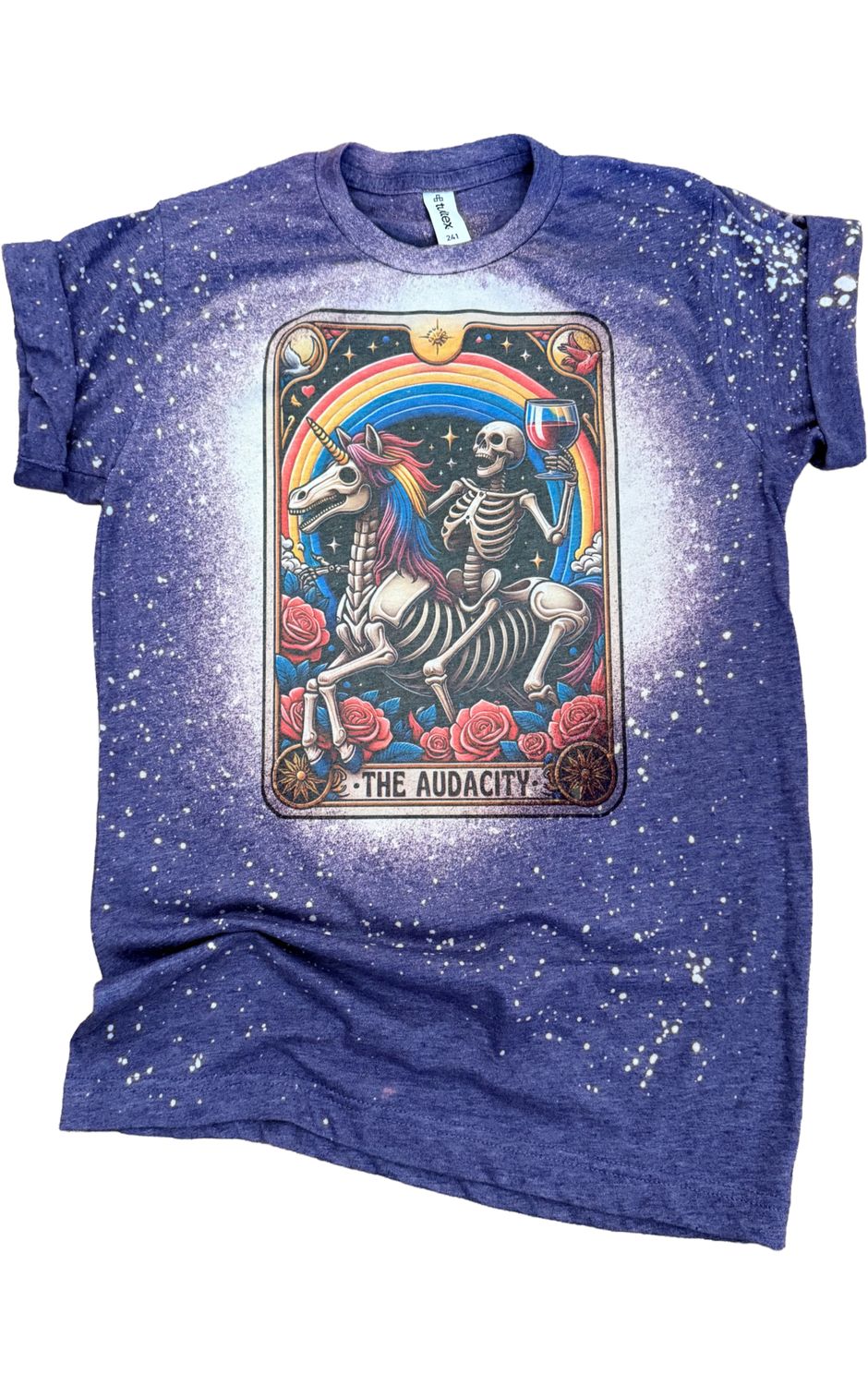 The Audacity - Skeleton Tarot Card Bleached Tee: Small