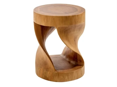 Hocker Twister aus massivem Suar-Holz