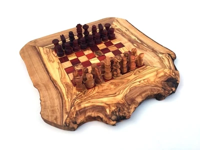 Schachspiel Schachbrett Gr. L handgemacht aus Olivenholz