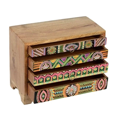 Mini Kommode - Schmuckkasten Bagira aus Massivholz, handbemalt