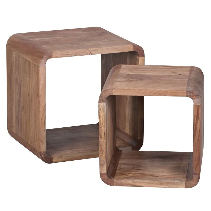 Beistelltisch 2er Set CUBES Massivholz Akazie