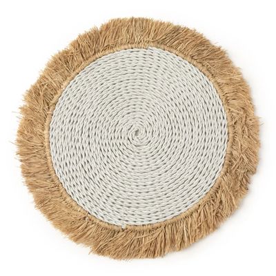 Tischsets SEEGRAS RAFFIA rund weiß natur - Set aus 2 Stück