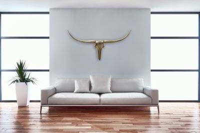 Bull Geweih L Gold 125 cm Aluminium Stierkopf