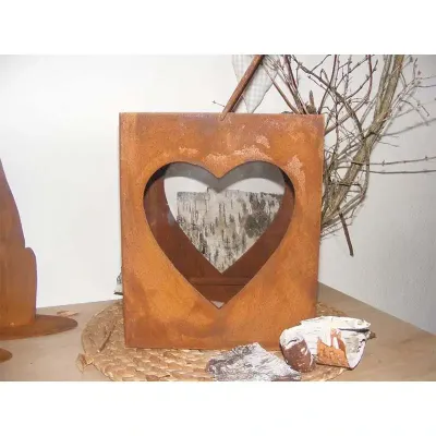 Windlicht HEART mit Glaseinsatz Edelrost Deko