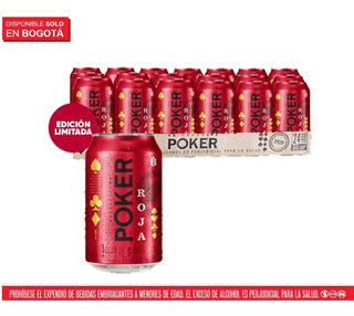 Cerveza poker roja bandeja
