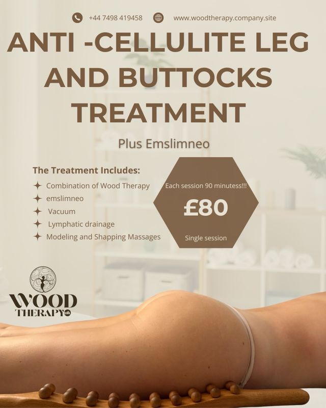 Cellulite on legs and buttocks based on wood therpay and manual lymphatic drainage