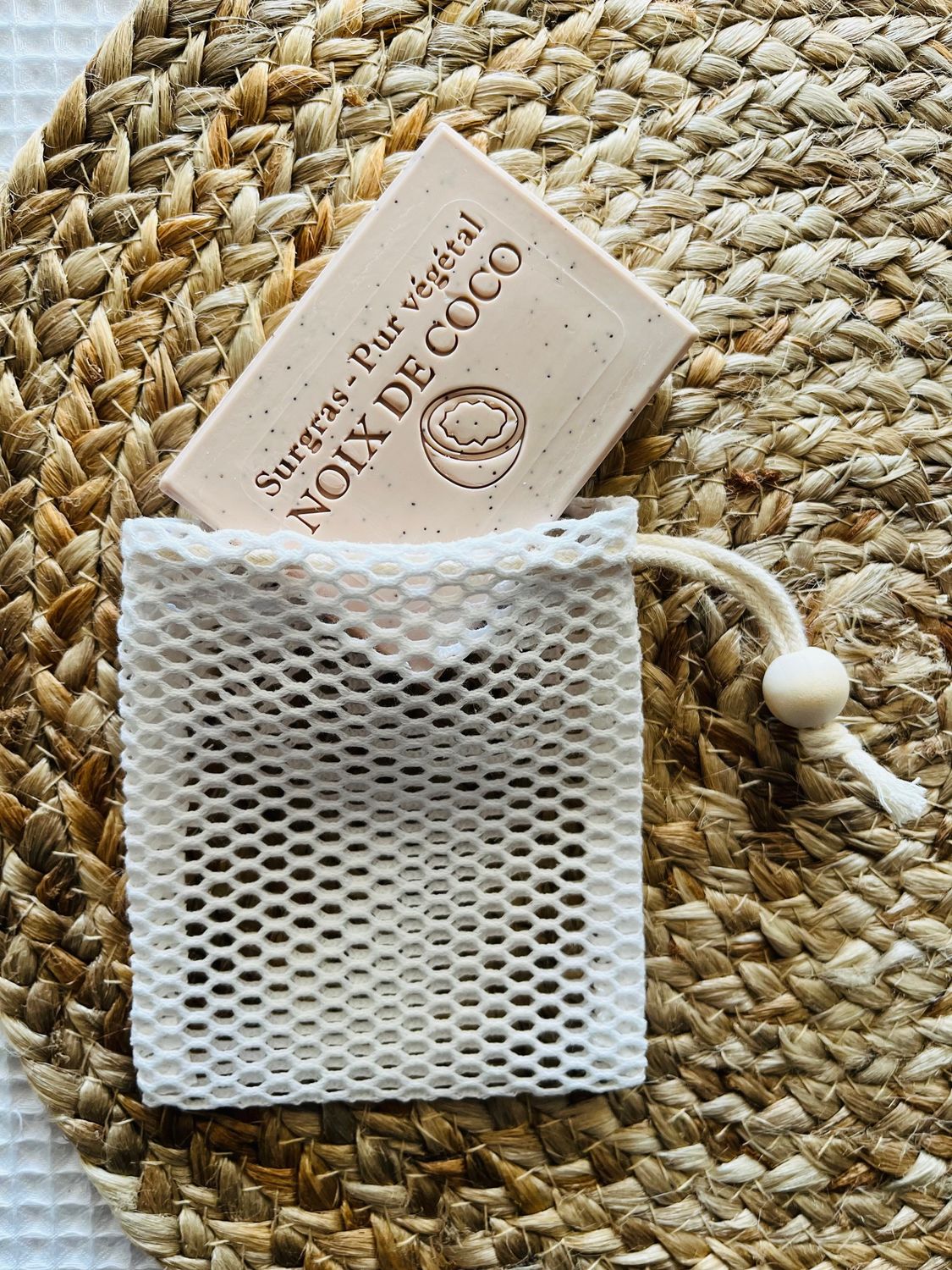 Filet à savon/shampoing solide, Couleurs: Blanc