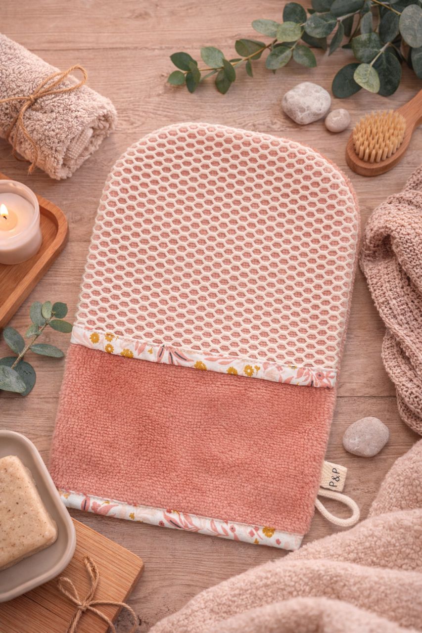 Gant de toilette porte-savon