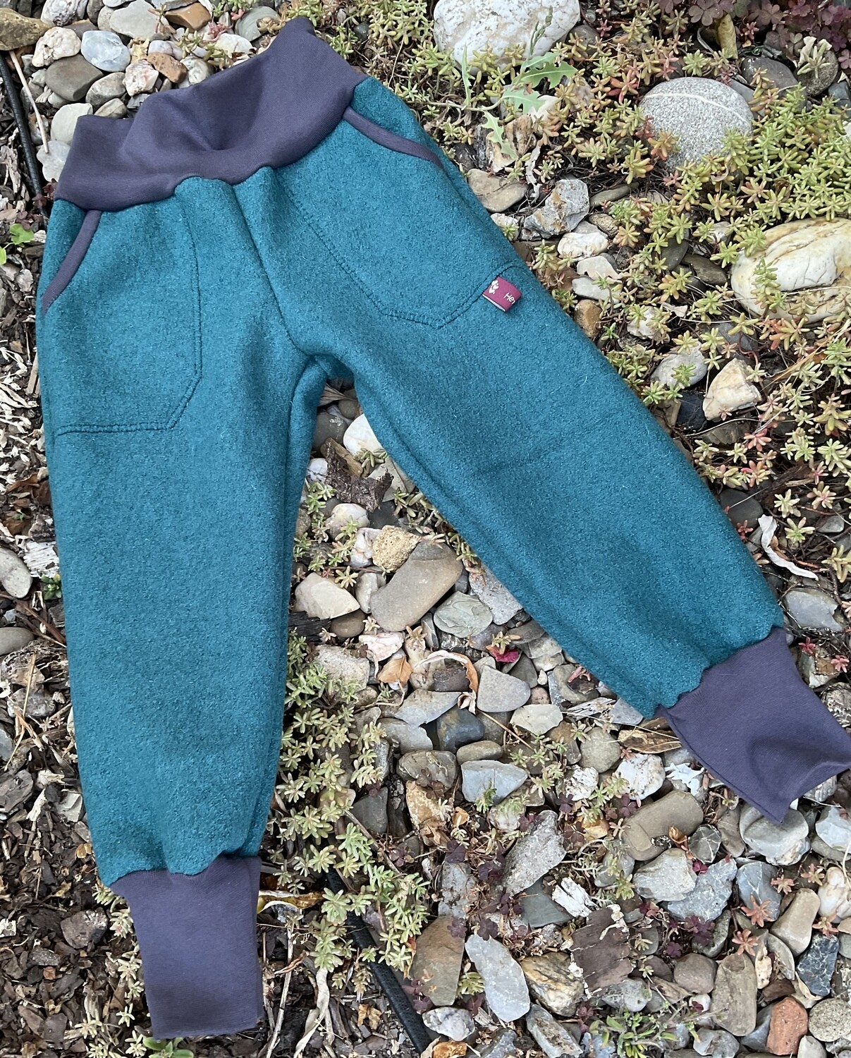 Outdoorhose Matschhose aus Wollwalk "Fridolin" in petrol Gr. 104