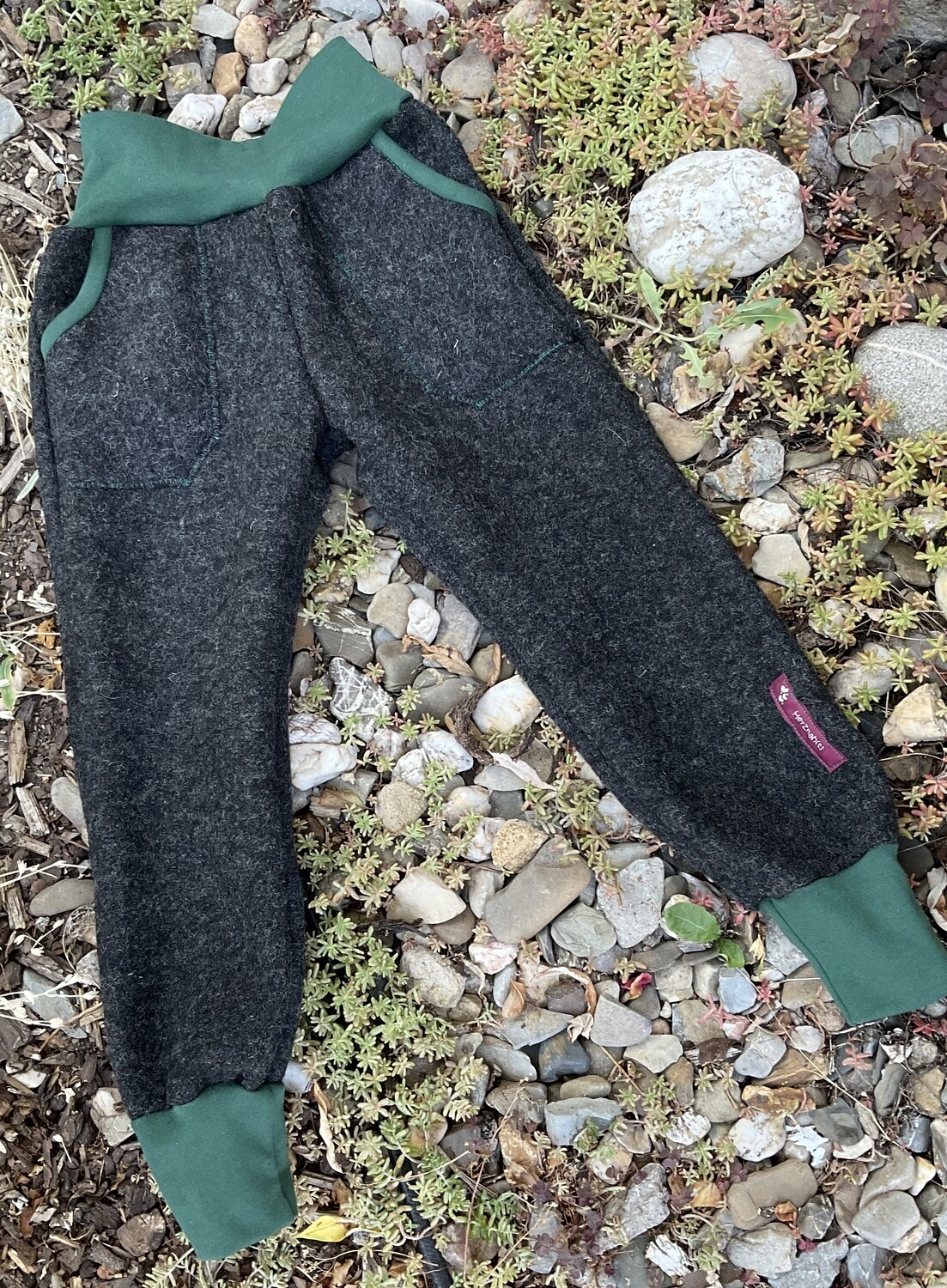 Outdoorhose Matschhose aus Wollwalk "Fridolin" in anthrazit Gr. 110