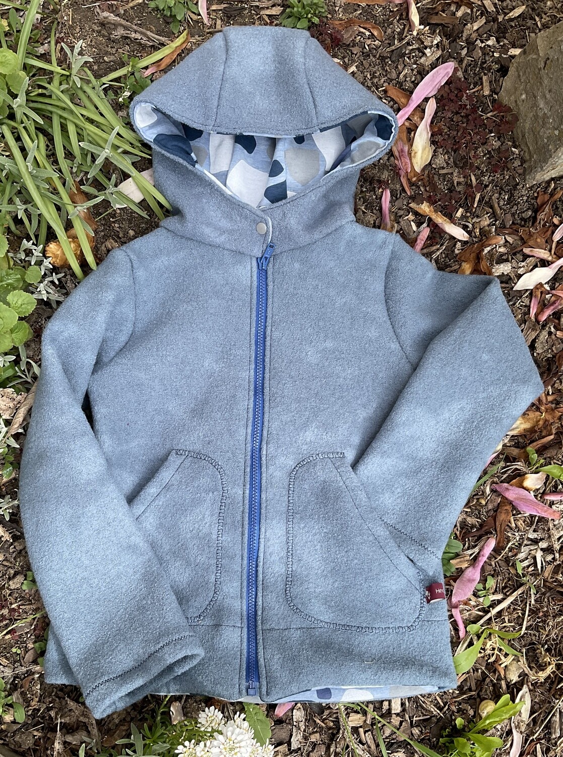 Jacke Wollwalk unisex in rauchblau Gr. 128