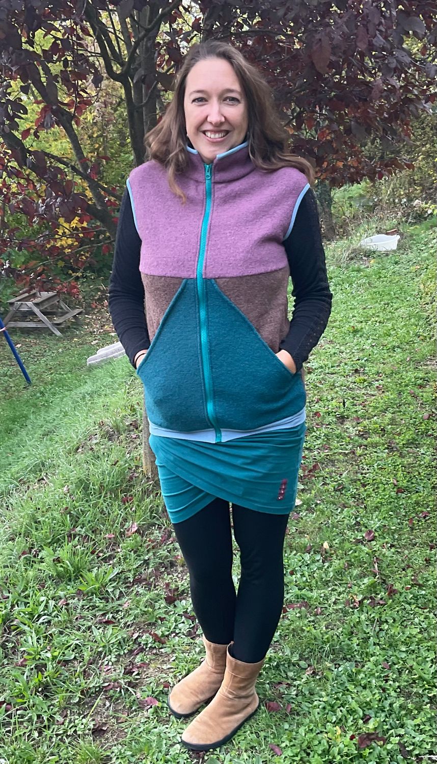 Weste Patchwork aus Schurwolle „ Happy“