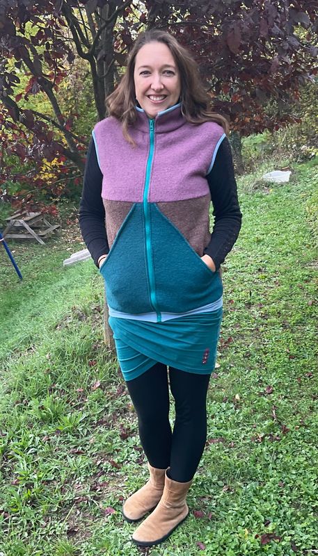 Weste Patchwork aus Schurwolle „ Happy“