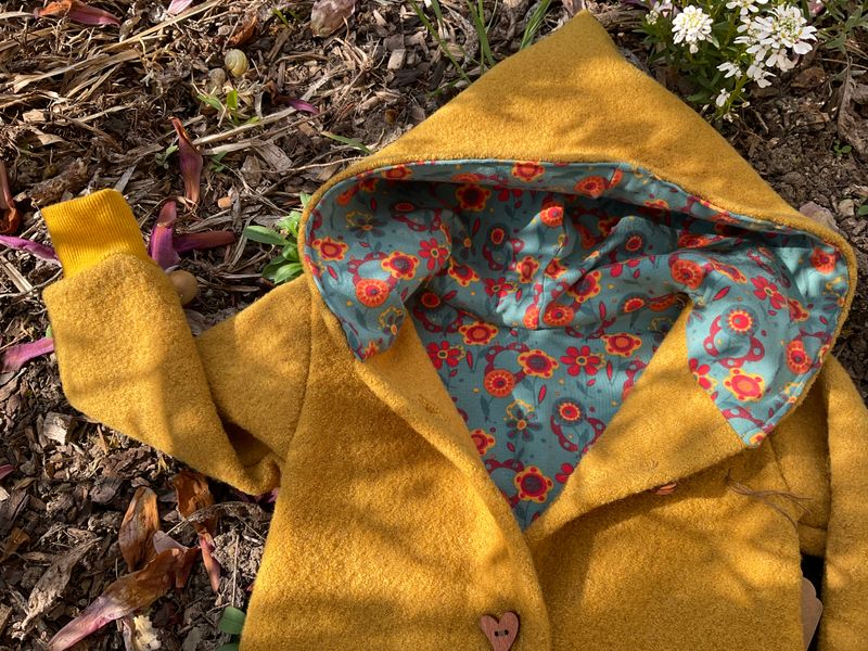 Wollwalk Anzug in senfgelb Gr. 68