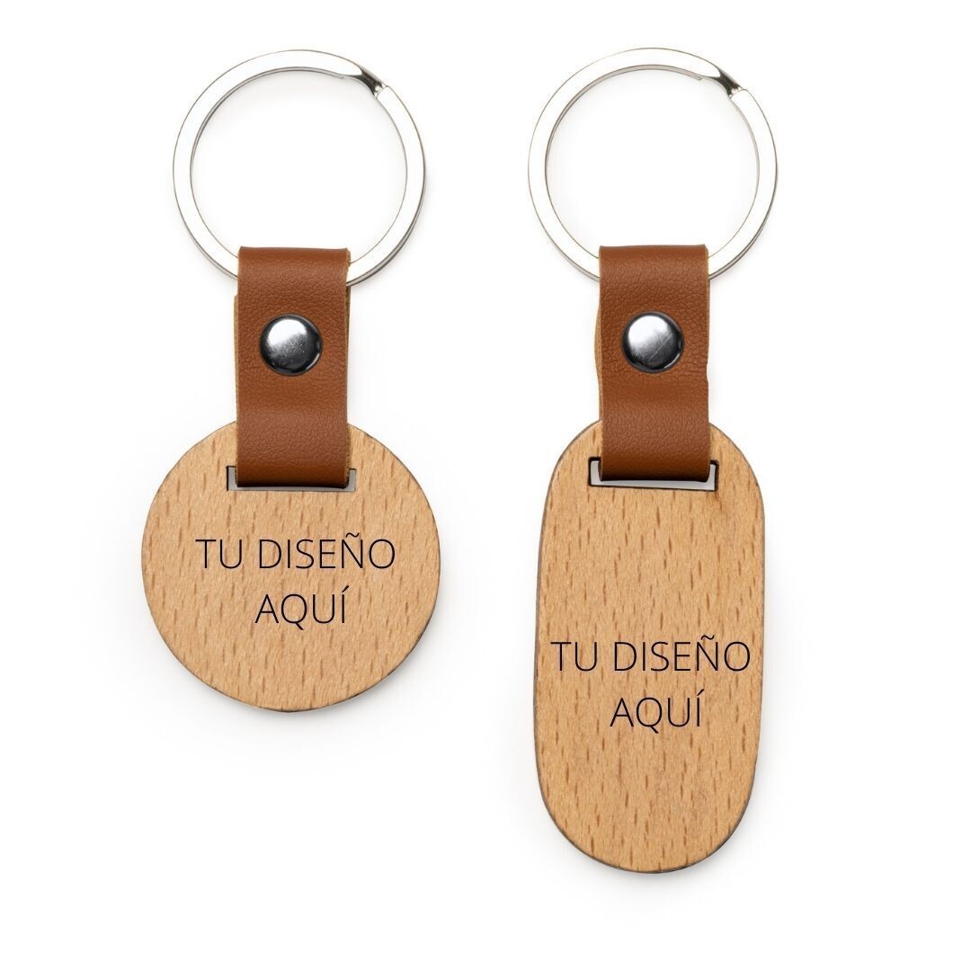LLAVERO DE MADERA Y POLIPIEL