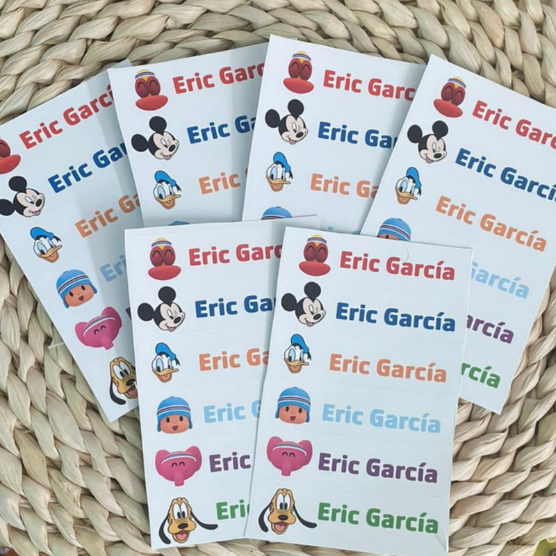 STICKERS PARA TEXTIL CON NOMBRE Y DIBUJOS