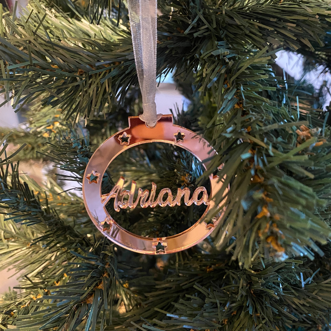 BOLA DE NAVIDAD DE METACRILATO ESPEJO CON NOMBRE