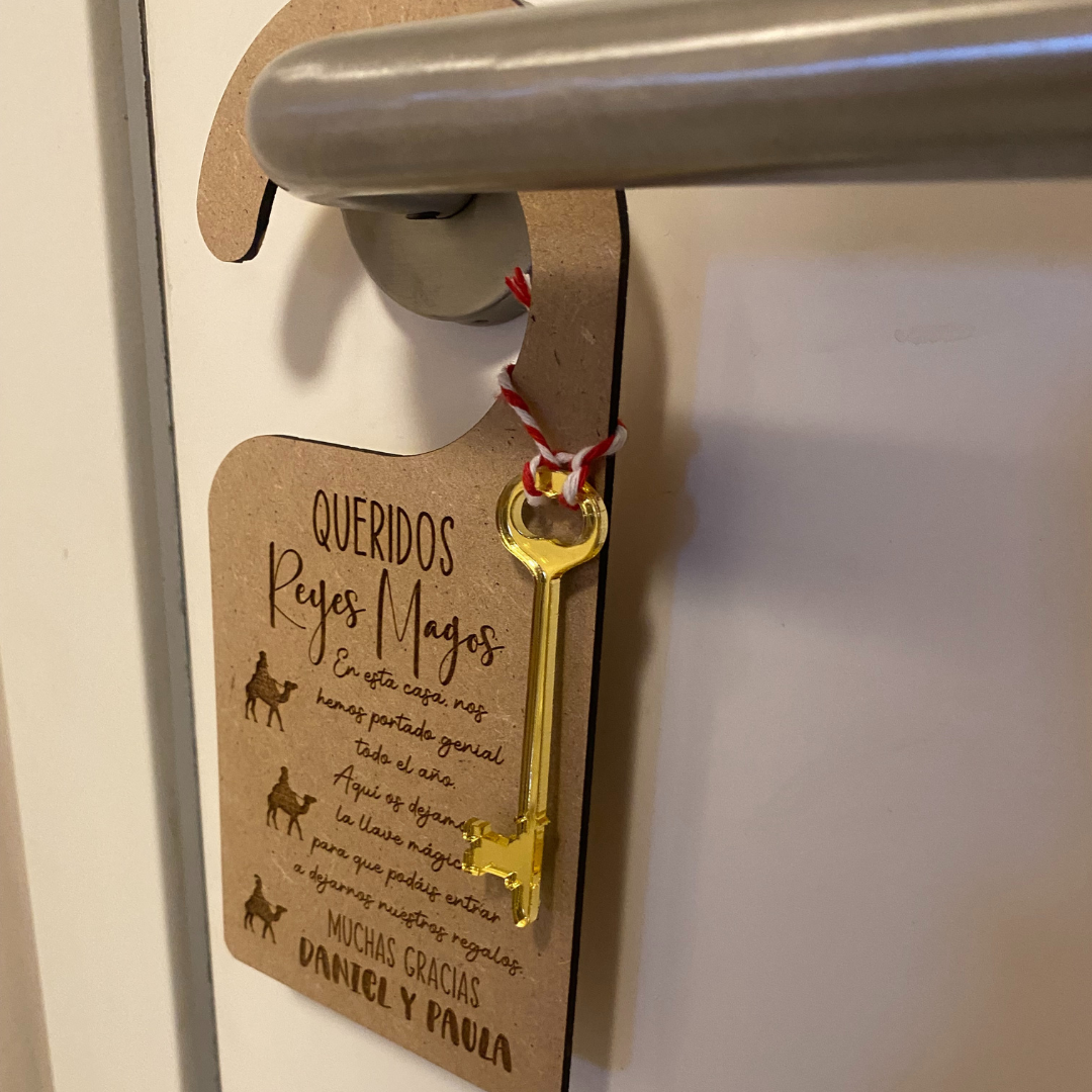 CUELGA PUERTA Y LLAVE MÁGICA REYES MAGOS PERSONALIZADO